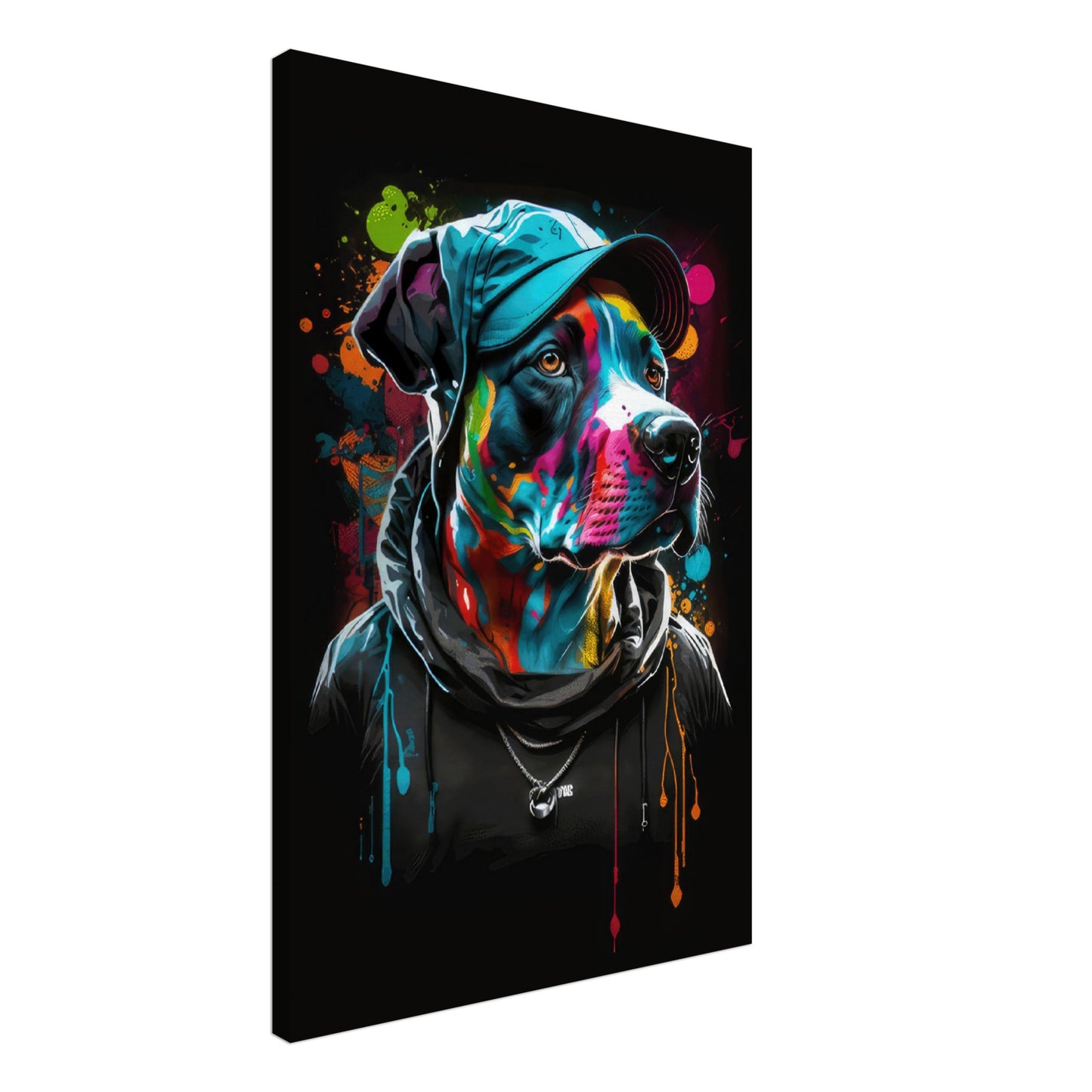 Puppy Power - Hunde Wandbild - Crazy Wildlife Leinwand ColorWorld im Hochformat - Coole Tiere & Animals Kunstdruck