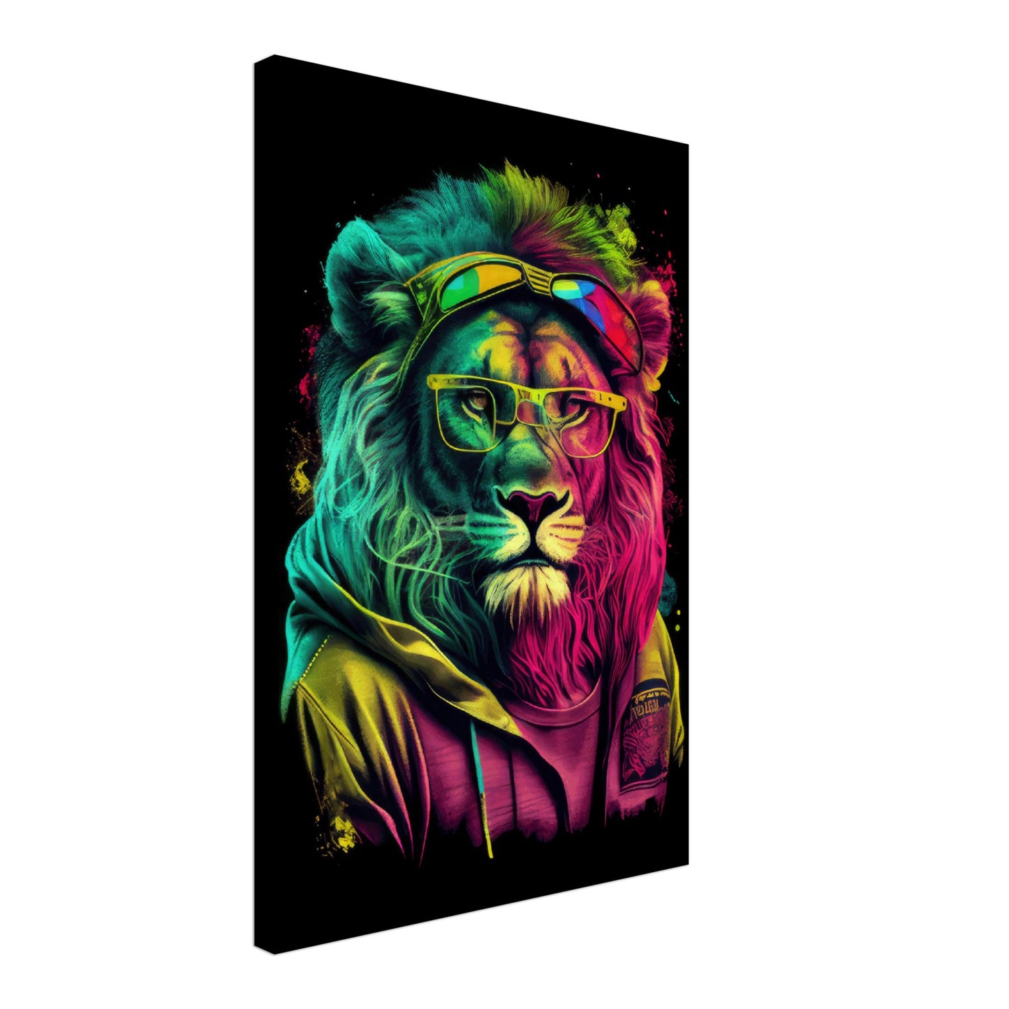 Lion's Lair - Löwen Wandbild - Crazy Wildlife Leinwand ColorWorld im Hochformat - Coole Tiere & Animals Kunstdruck
