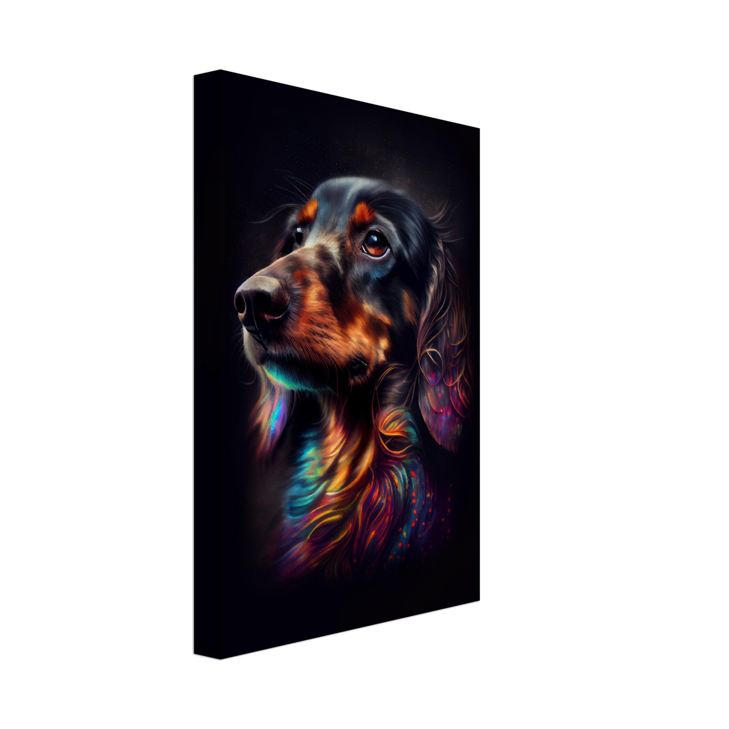 Dackel Zoe - Hunde Wandbild - Dogs Art Leinwand ColorWorld im Hochformat - Hundebilder Hundeportrait Tiere Tierbilder Kunstdruck