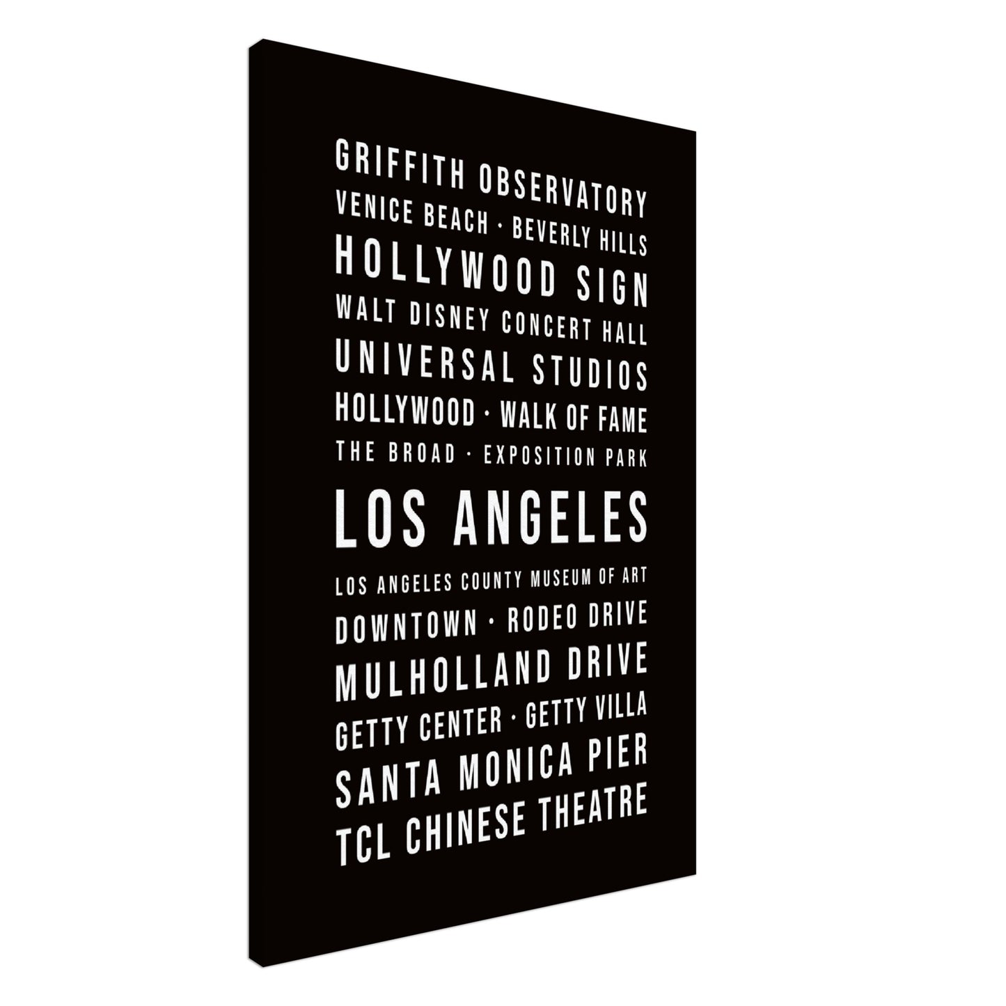 Los Angeles - Typografie-Wandbild - Leinwand Schwarzgrau Neutral