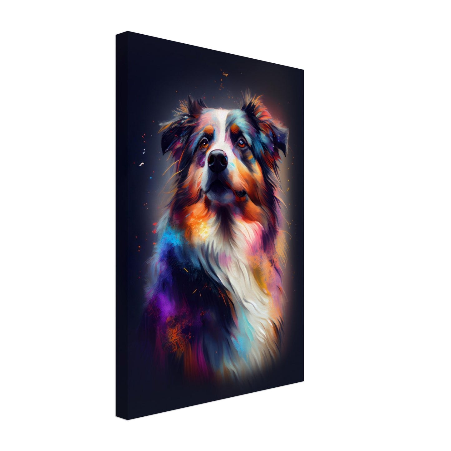 Australian Shepherd Nova - Hunde Wandbild - Dogs Art Leinwand ColorWorld im Hochformat - Hundebilder Hundeportrait Tiere Tierbilder Kunstdruck