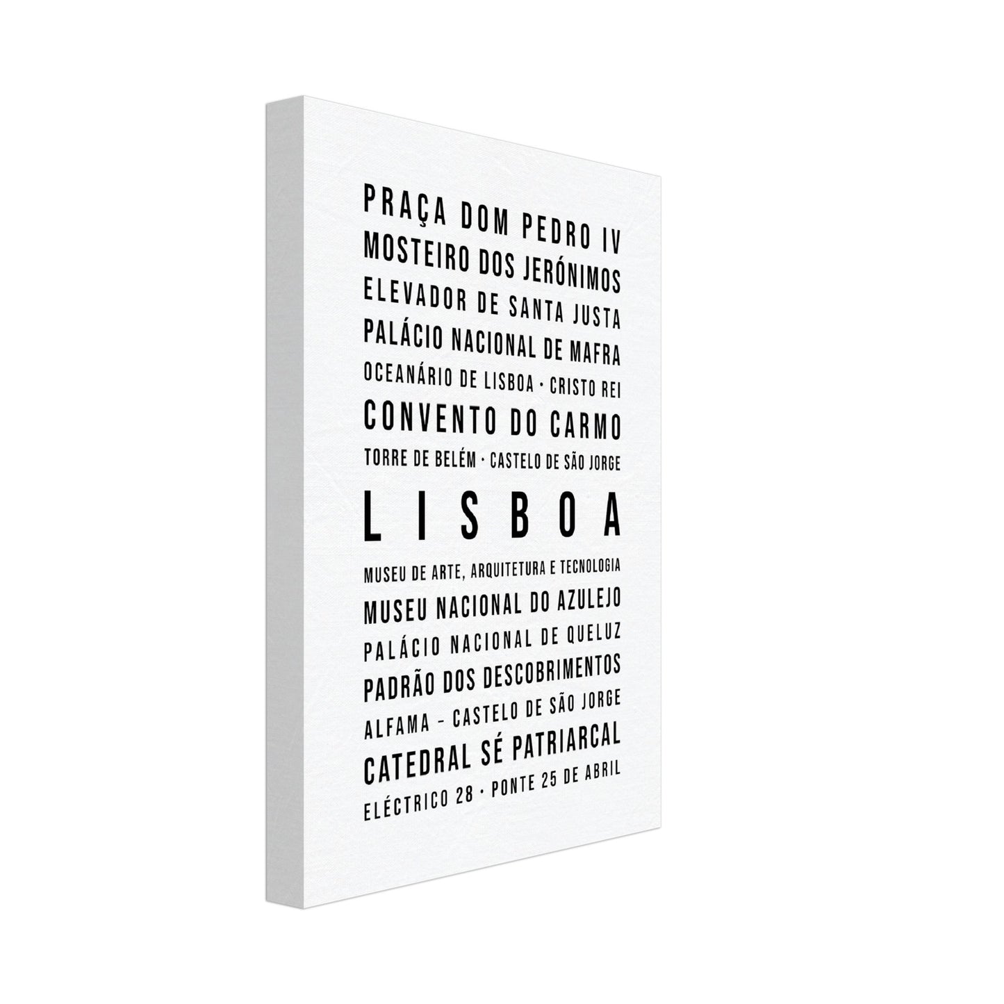 Lissabon - Typografie-Wandbild - Leinwand Weiss Neutral