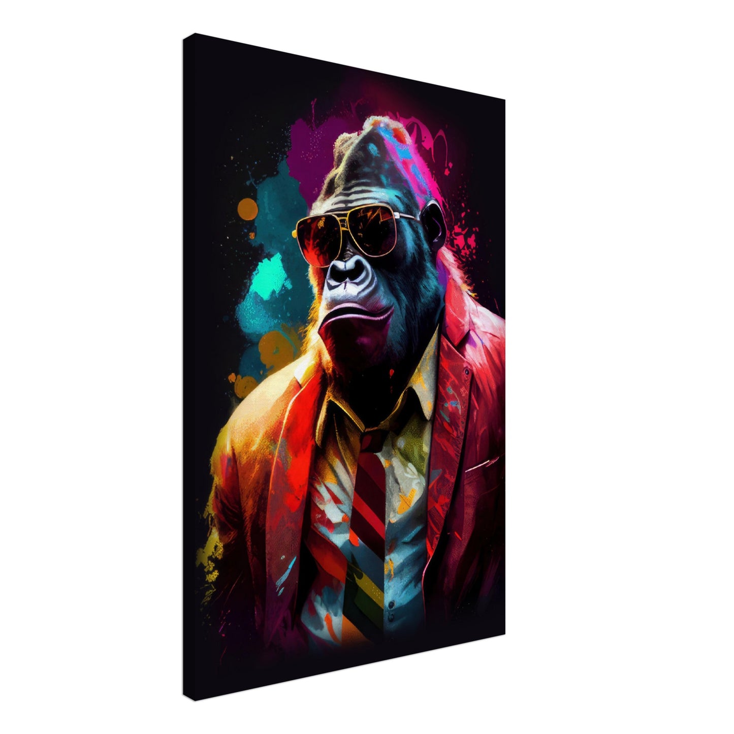 Gorilla Groove - Gorilla Wandbild - Crazy Wildlife Leinwand ColorWorld im Hochformat - Coole Tiere & Animals Kunstdruck