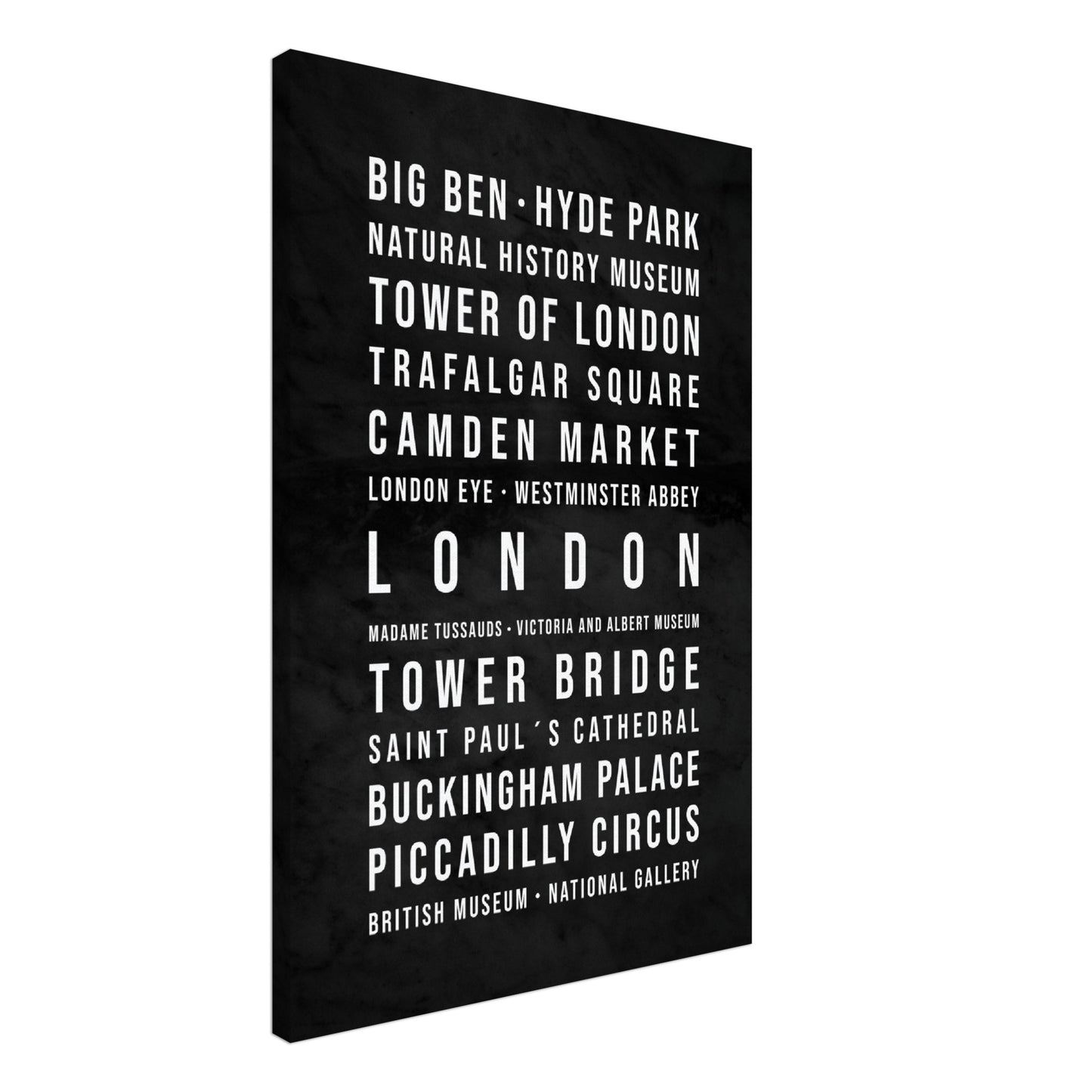 London - Typografie-Wandbild - Leinwand Schwarzgrau Marmoroptik