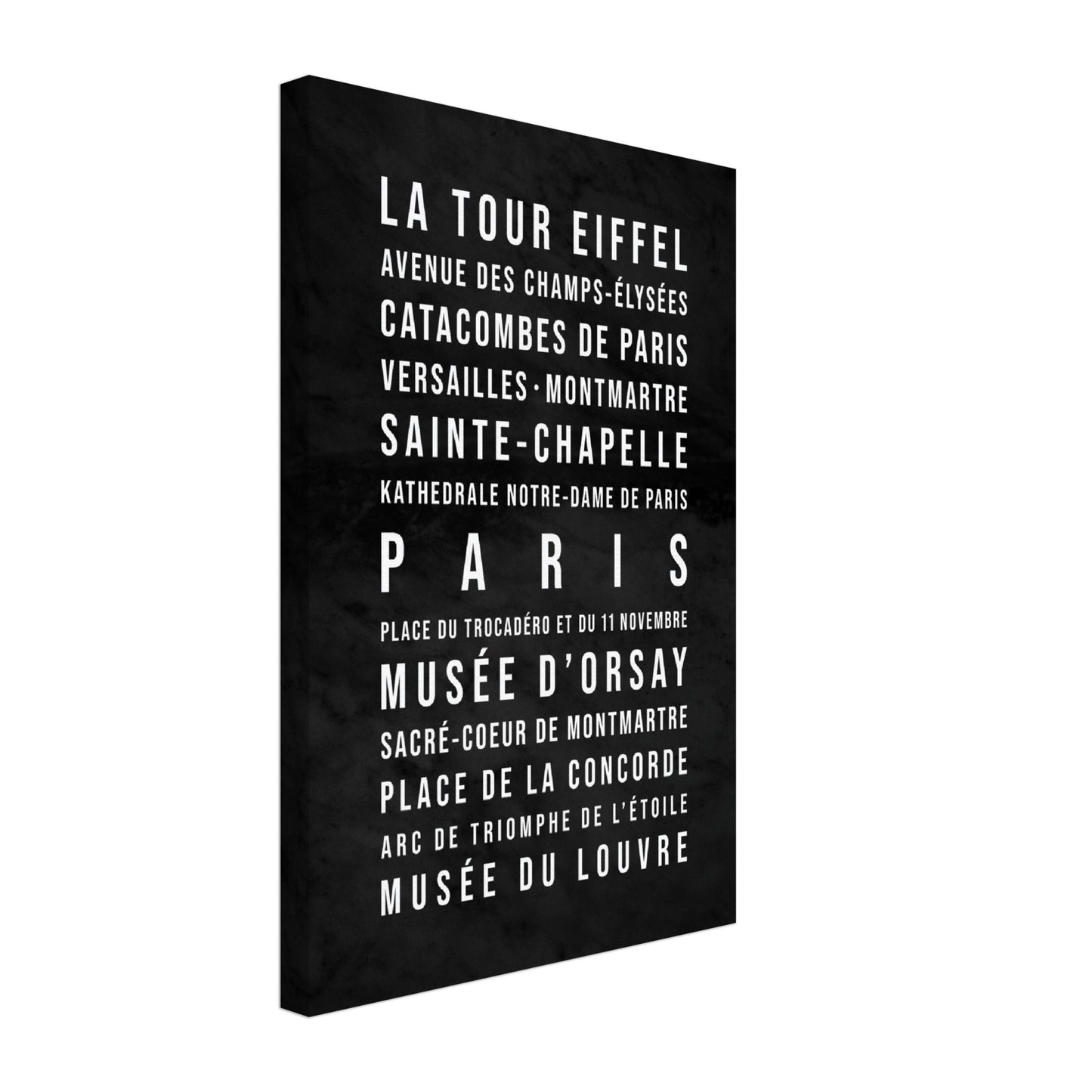 Paris - Typografie-Wandbild - Leinwand Schwarzgrau Marmoroptik