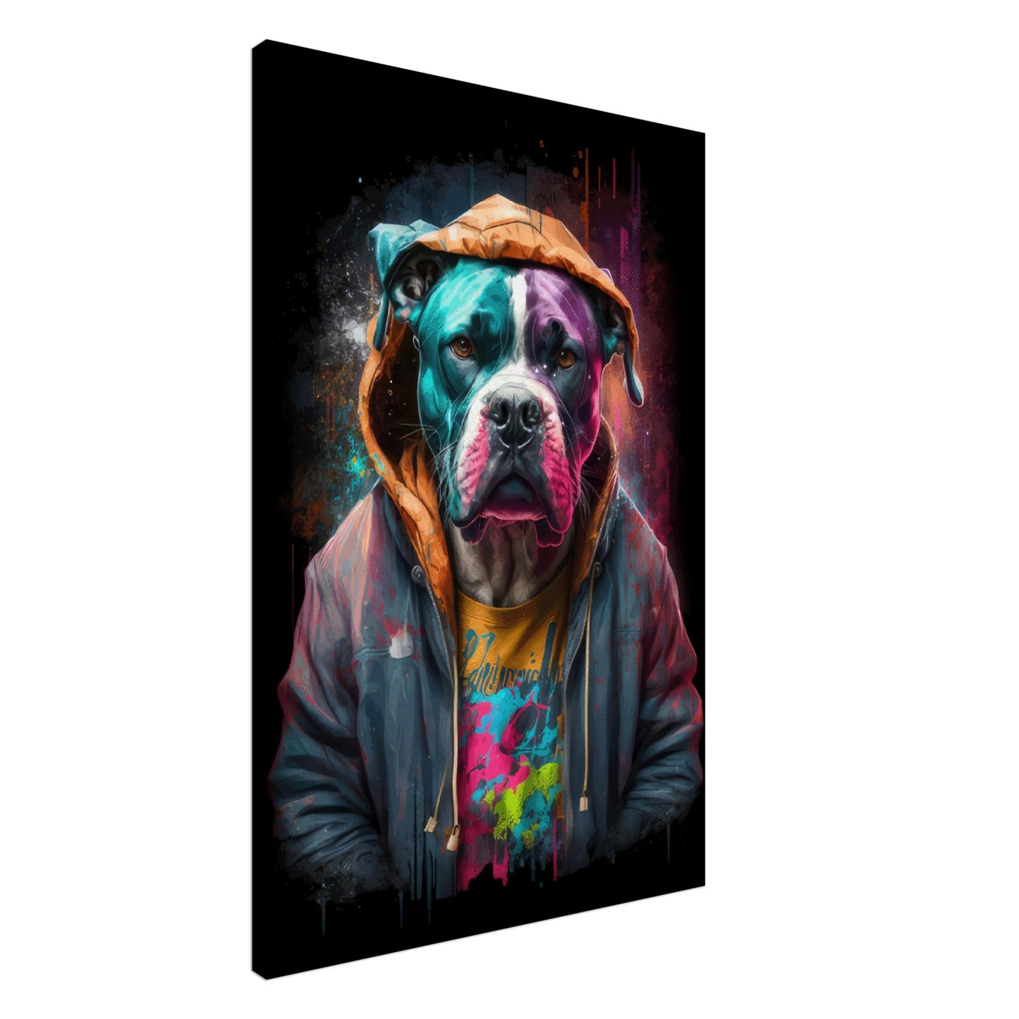 Doggy Delight - Hunde Wandbild - Crazy Wildlife Leinwand ColorWorld im Hochformat - Coole Tiere & Animals Kunstdruck