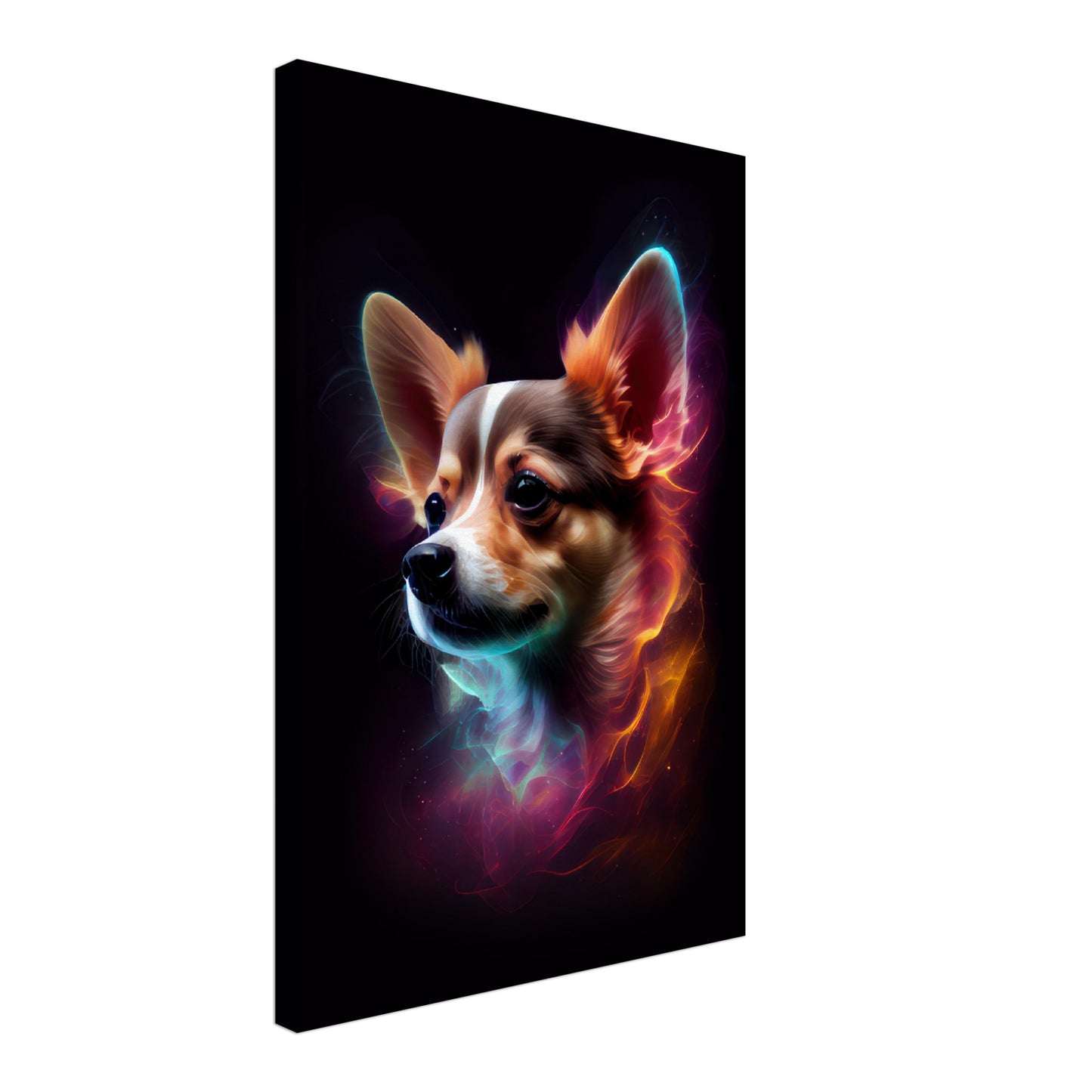 Chihuahua Luna - Hunde Wandbild - Dogs Art Leinwand ColorWorld im Hochformat - Hundebilder Hundeportrait Tiere Tierbilder Kunstdruck