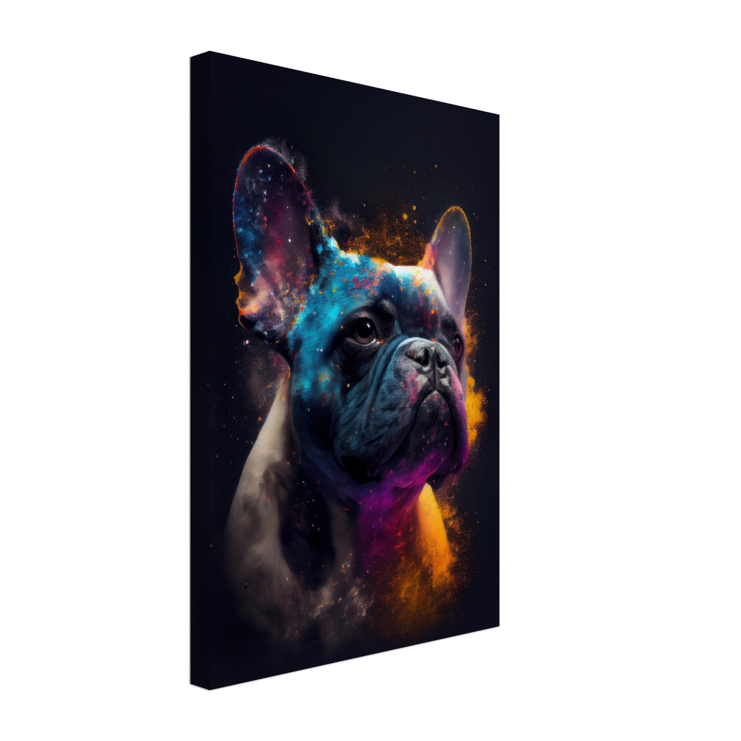 Französische Bulldoge Bella - Hunde Wandbild - Dogs Art Leinwand ColorWorld im Hochformat - Hundebilder Hundeportrait Tiere Tierbilder Kunstdruck