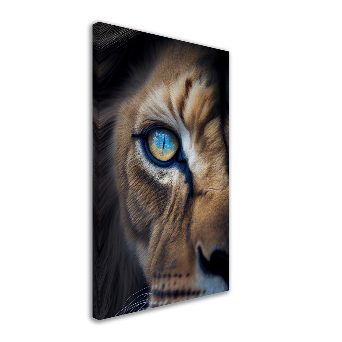 Lion Elegance - Löwen Wandbild - Animals Close Up Leinwand ColorWorld im Hochformat - Coole Tier-Porträts & Animals Kunstdruck