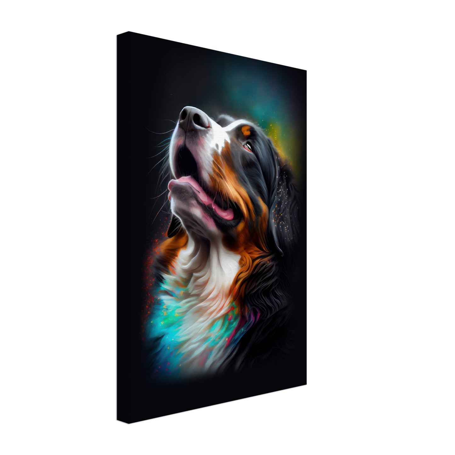 Berner Sennenhund Carlo - Hunde Wandbild - Dogs Art Leinwand ColorWorld im Hochformat - Hundebilder Hundeportrait Tiere Tierbilder Kunstdruck