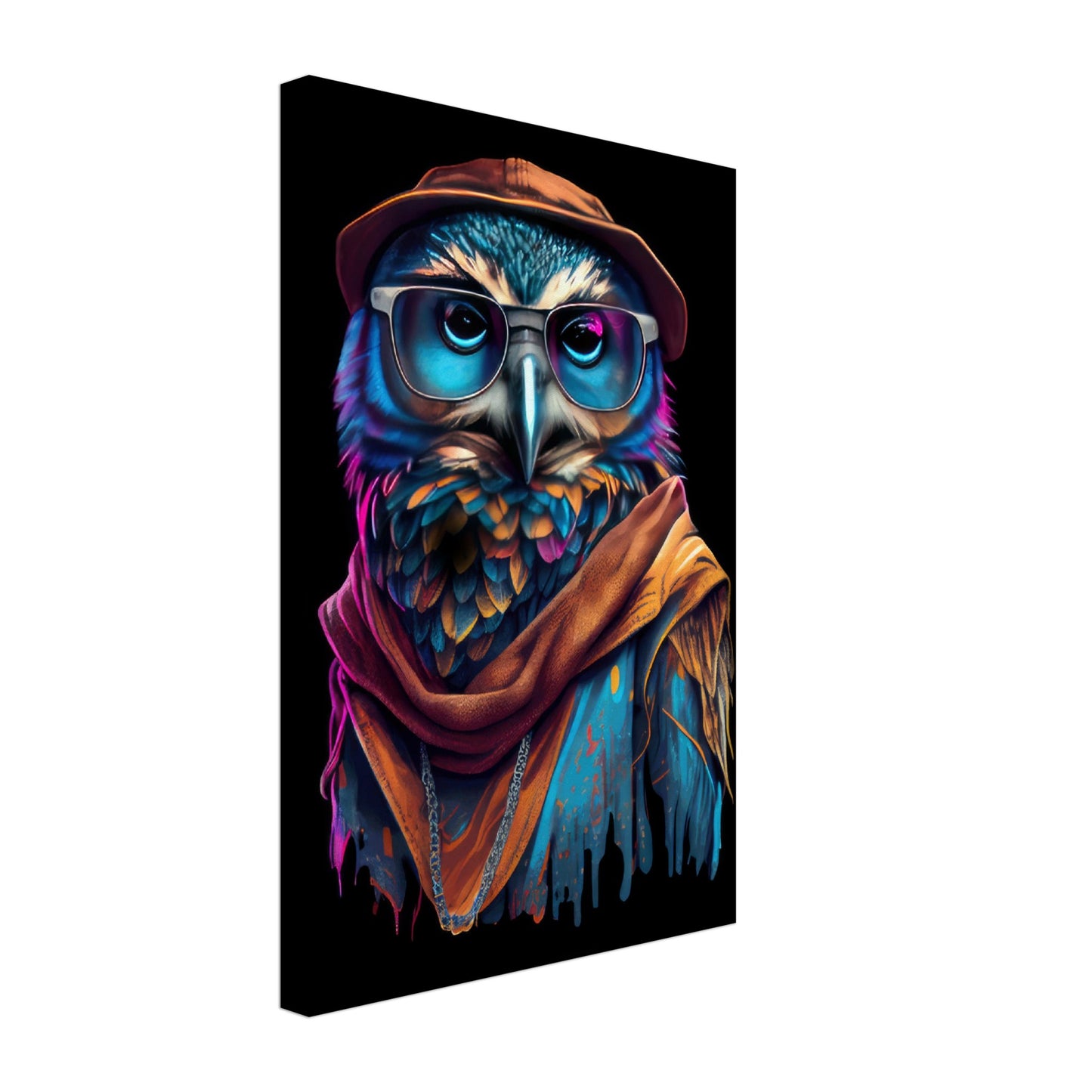 Eyes of the Night - Eulen Wandbild - Crazy Wildlife Leinwand ColorWorld im Hochformat - Coole Tiere & Animals Kunstdruck