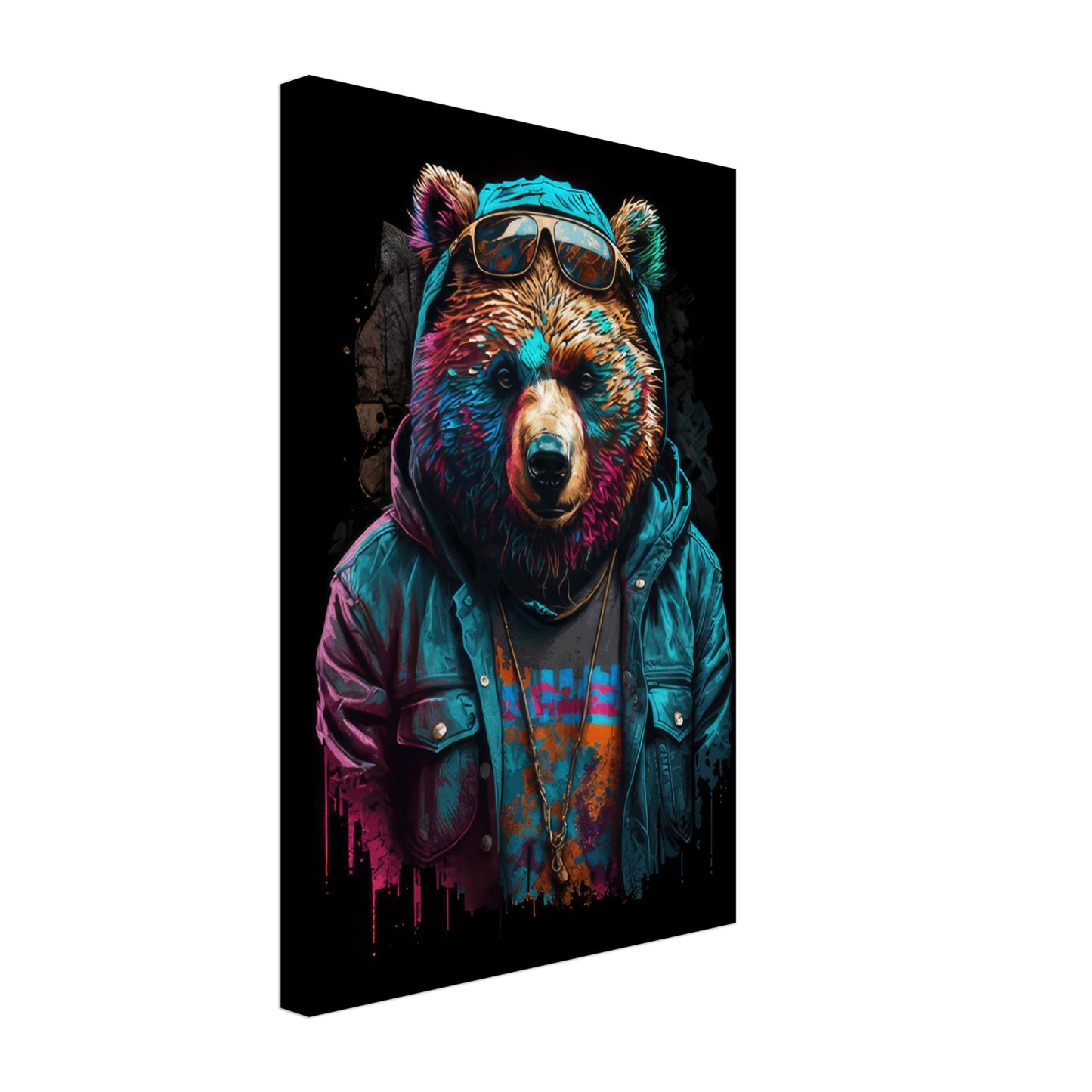 Bearly Believable - Bären Wandbild - Crazy Wildlife Leinwand ColorWorld im Hochformat - Coole Tiere & Animals Kunstdruck