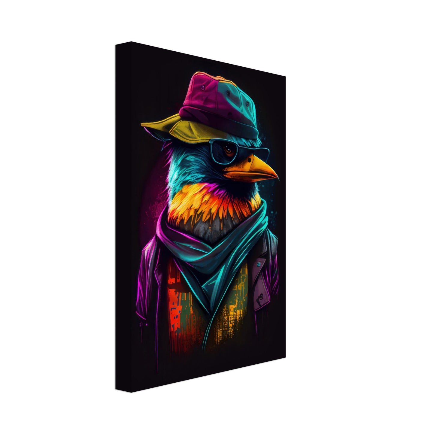 Flying High - Vögel Wandbild - Crazy Wildlife Leinwand ColorWorld im Hochformat - Coole Tiere & Animals Kunstdruck