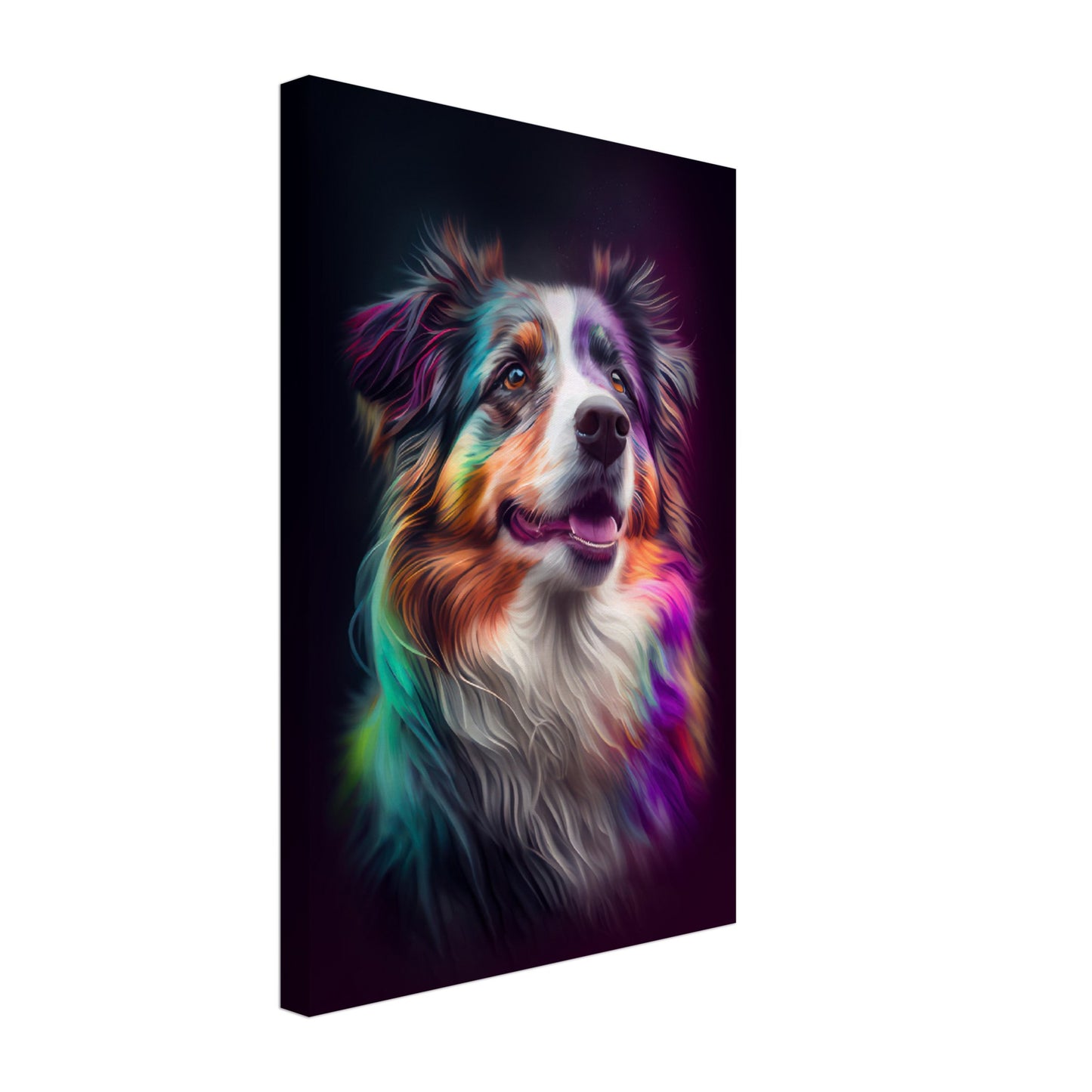 Australian Shepherd Juno - Hunde Wandbild - Dogs Art Leinwand ColorWorld im Hochformat - Hundebilder Hundeportrait Tiere Tierbilder Kunstdruck