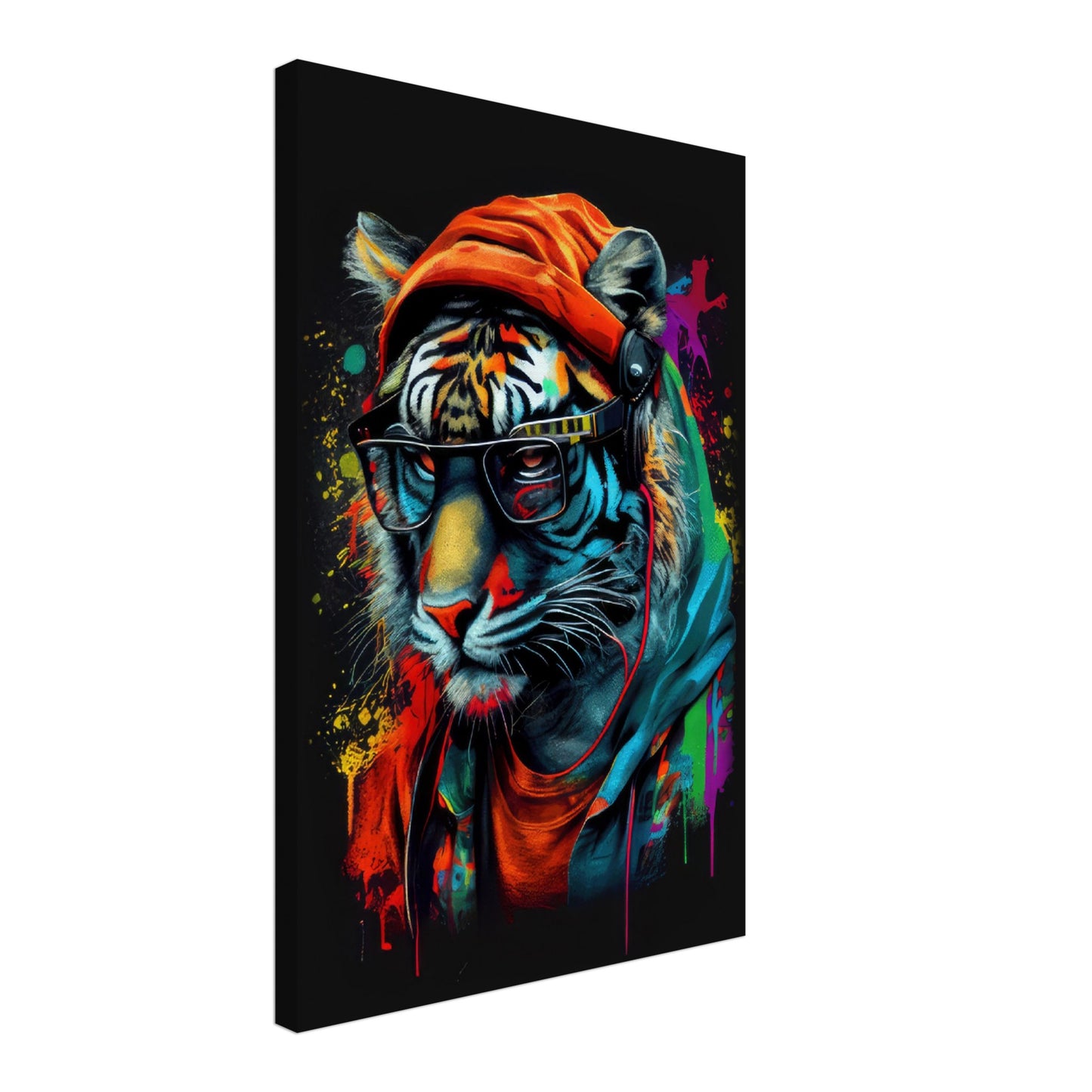 Striking Stripes - Tiger Wandbild - Crazy Wildlife Leinwand ColorWorld im Hochformat - Coole Tiere & Animals Kunstdruck
