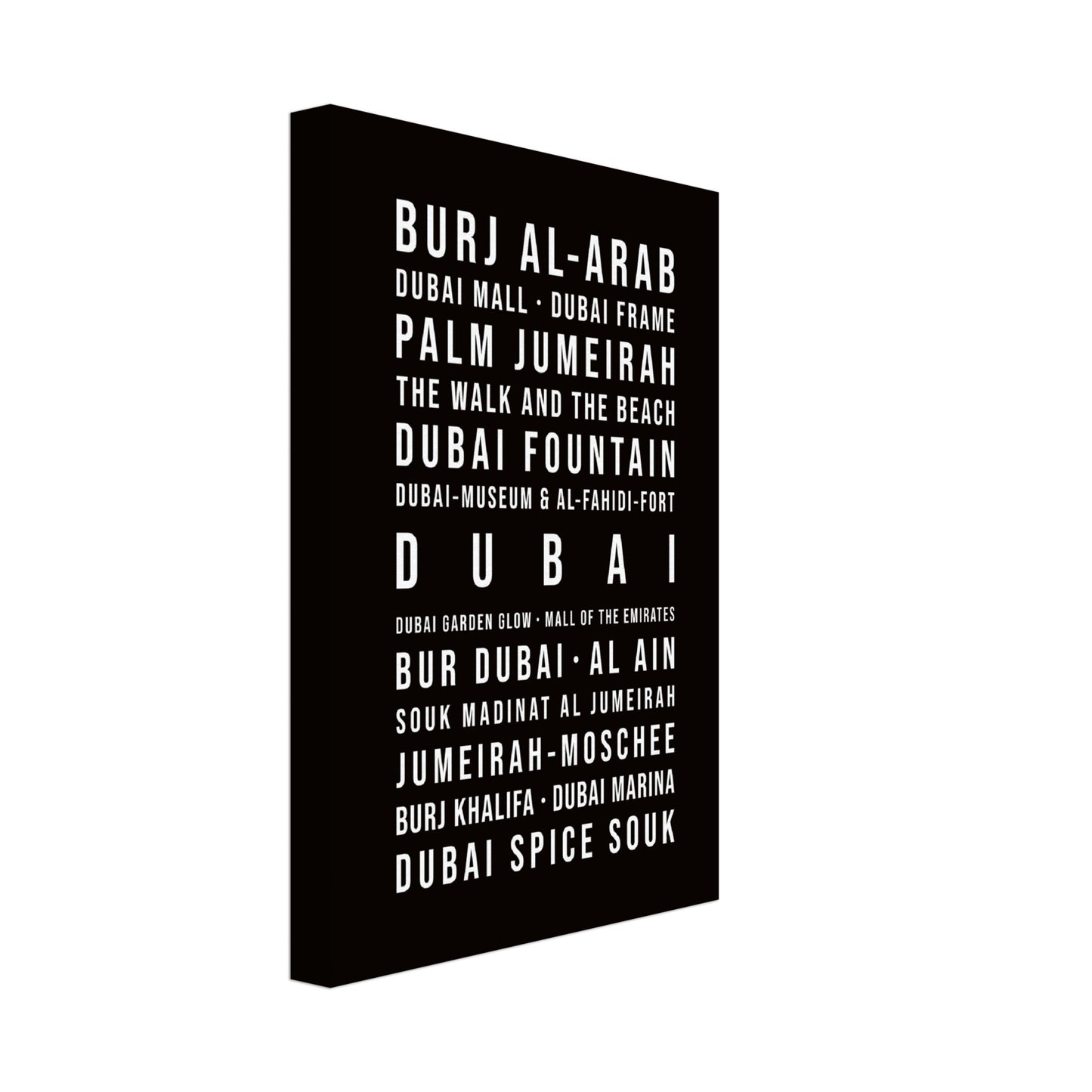 Dubai - Typografie-Wandbild - Leinwand Schwarzgrau Neutral