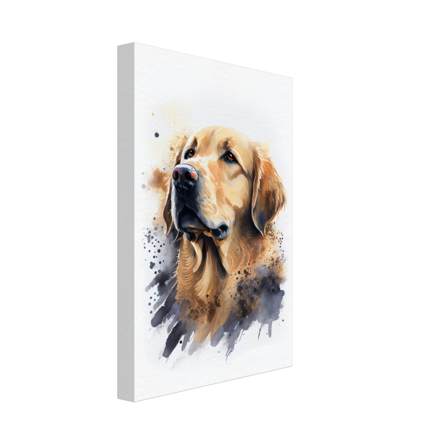 Golden Retriever Leo - Hunde Wandbild - Dogs Art Leinwand WaterColors im Hochformat - Hundebilder Hundeportrait Tiere Tierbilder Kunstdruck Aquarell