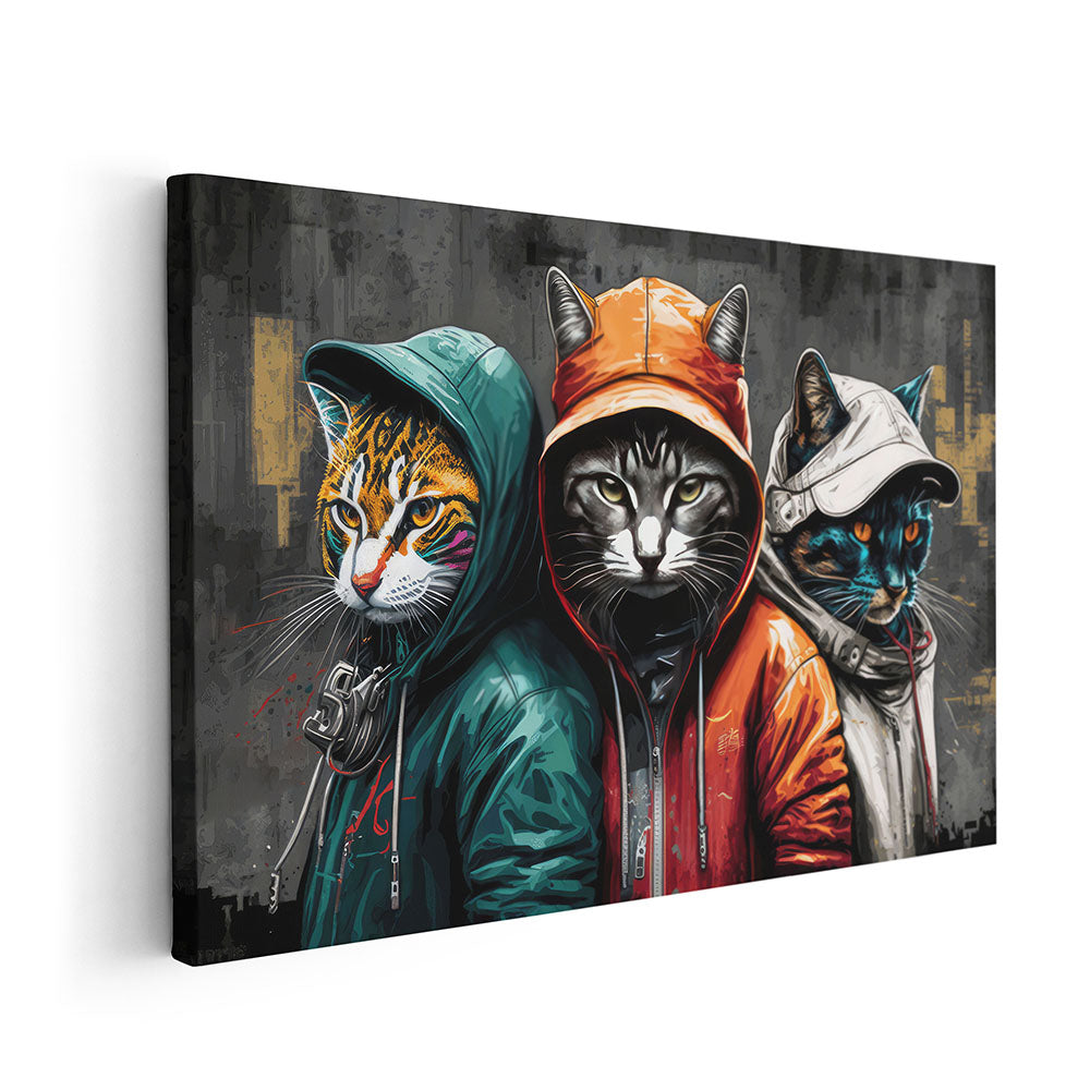 Wandbild Leinwand Katzen Comic