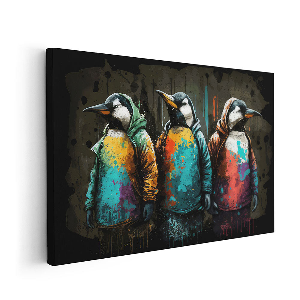 Wandbild Leinwand Pinguine Comic