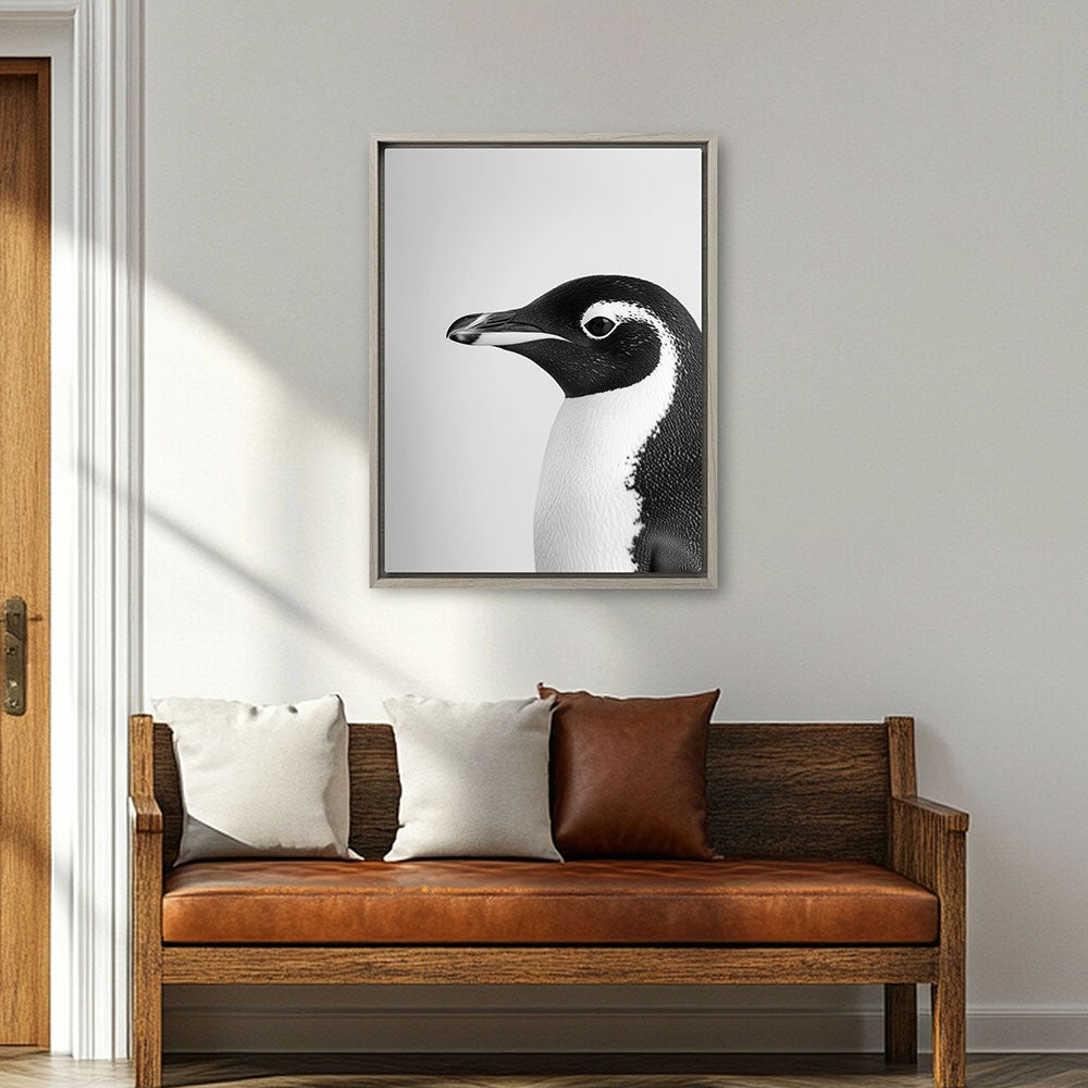 Leinwandbild: Tierporträt Pinguin "Marble" in Schwarz-Weiß