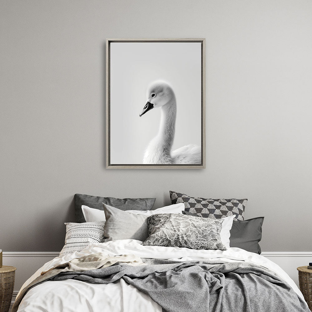 Leinwandbild: Tierporträt Schwan "Serena" in Schwarz-Weiß