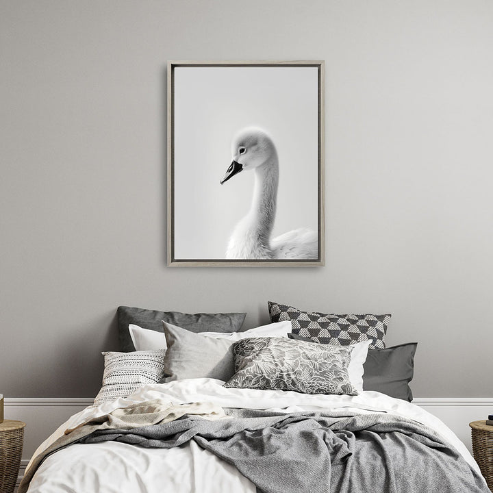 Leinwandbild: Tierporträt Schwan "Serena" in Schwarz-Weiß