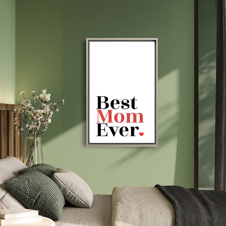 "Best mom ever" Typografie - Leinwandbild in Weiß-Schwarz-Rot
