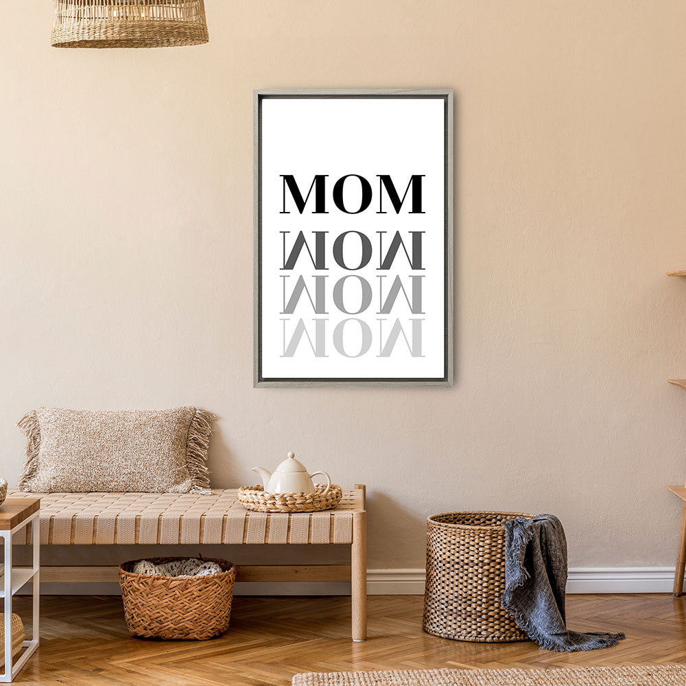 "Mom-Wow" - Leinwandbild in Weiß-Schwarz