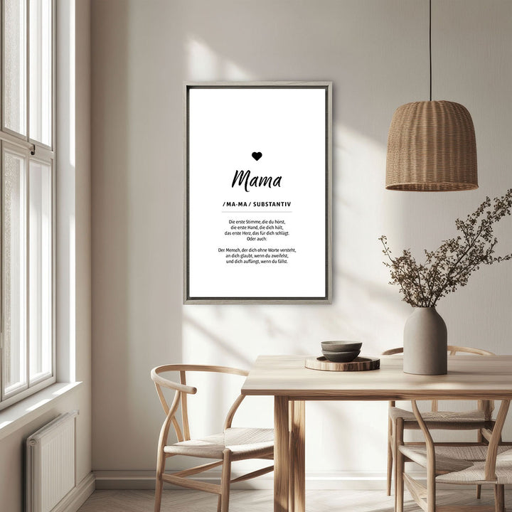 Mama - Wortdefinition - Leinwandbild in Weiß-Schwarz