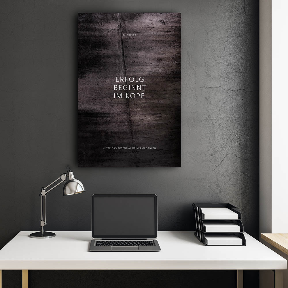 Erfolg beginnt im Kopf. – Leinwand Wandbild Motivation