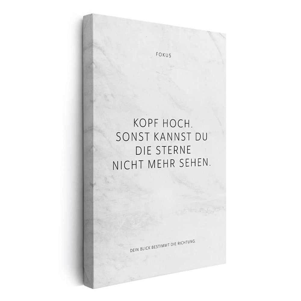 Kopf hoch. Sonst kannst Du die Sterne nicht mehr sehen. – Leinwand Wandbild Motivation