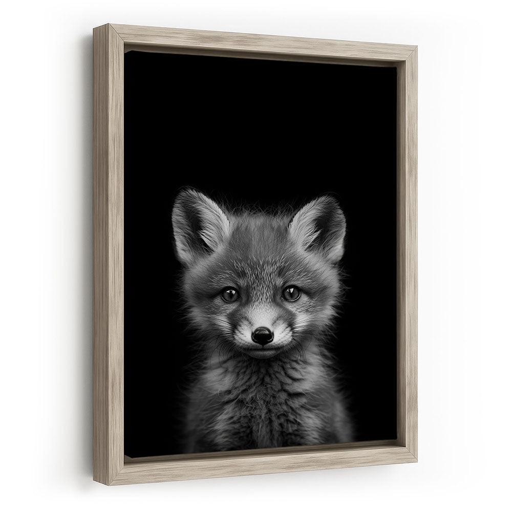 Leinwandbild mit Rahmen Fuchs Schwarz Weiß