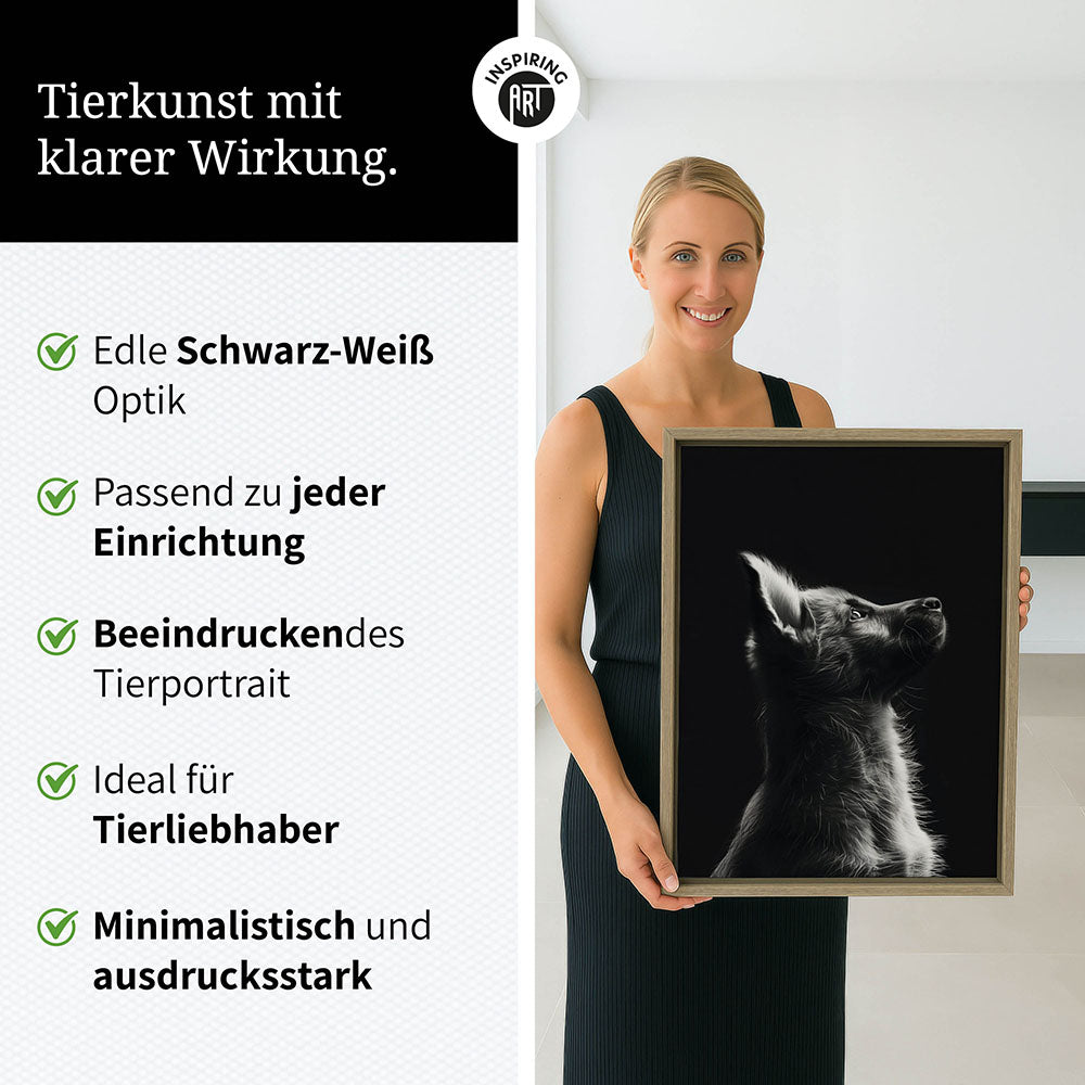 Leinwandbild: Tierporträt Hund "Lex" in Schwarz-Weiß
