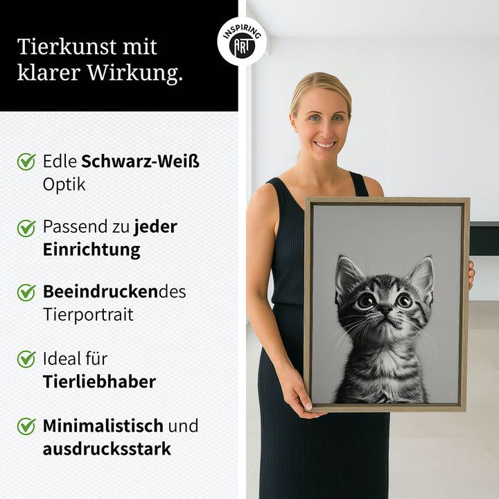 Leinwandbild: Tierporträt Katze "Nova" in Schwarz-Weiß
