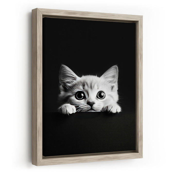 Leinwandbild mit Rahmen Katze Schwarz Weiß