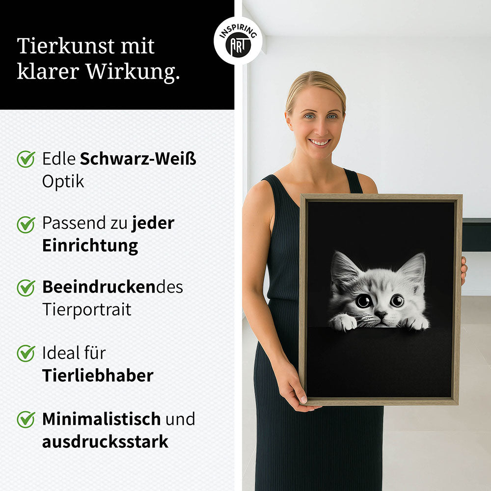 Leinwandbild: Tierporträt Katze "Misty" in Schwarz-Weiß