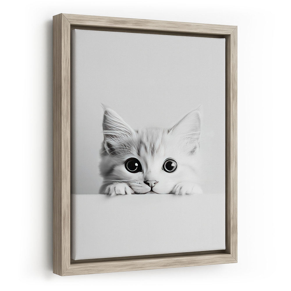 Leinwandbild mit Rahmen Katze Schwarz Weiß
