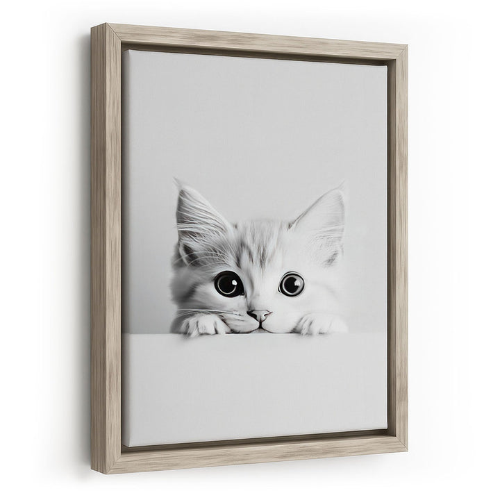 Leinwandbild mit Rahmen Katze Schwarz Weiß