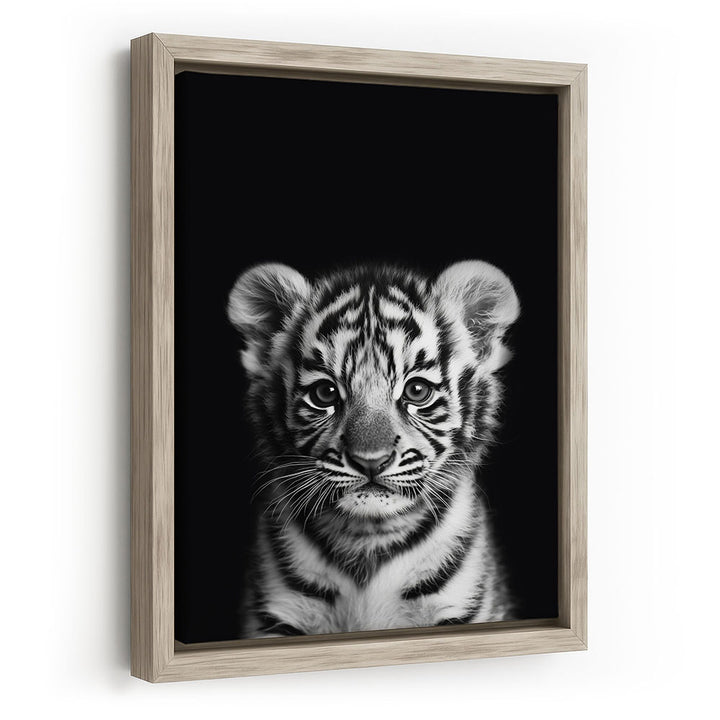 Leinwandbild Tigerbaby Schwarz Weiß
