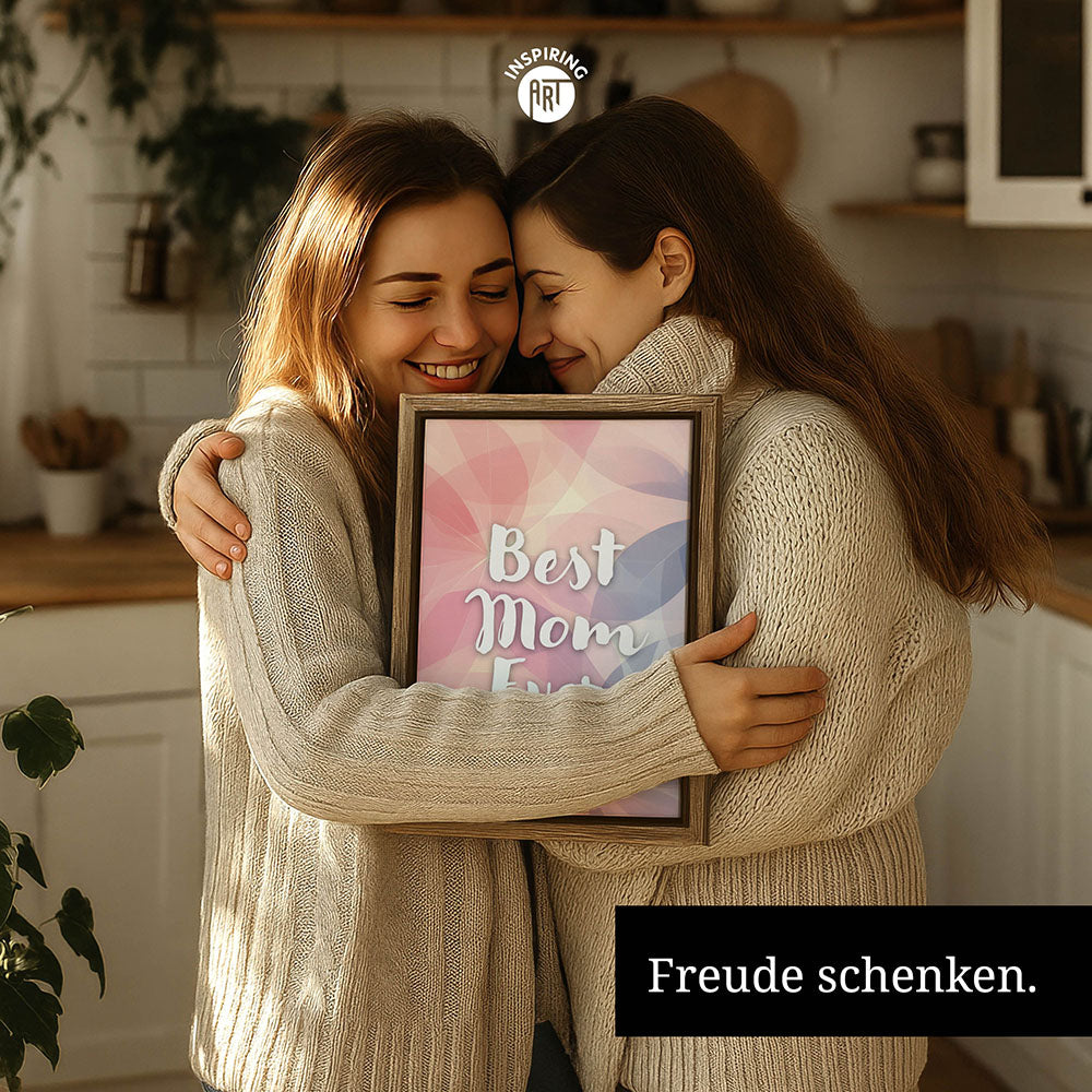 "Best mom ever" Flower Power- Leinwandbild bunt