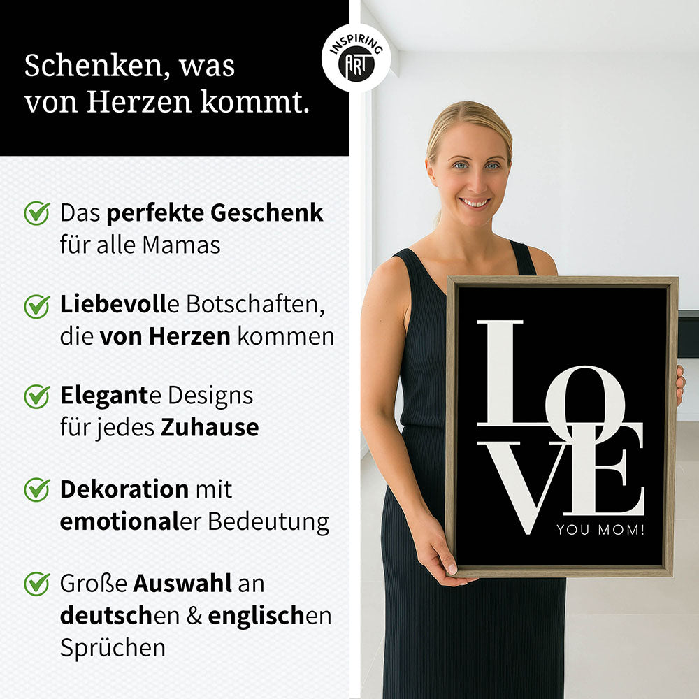 "Love you Mom" - Leinwandbild in Schwarz-Weiß