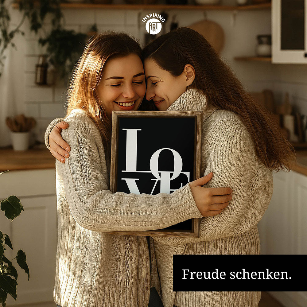 "Love you Mom" - Leinwandbild in Schwarz-Weiß