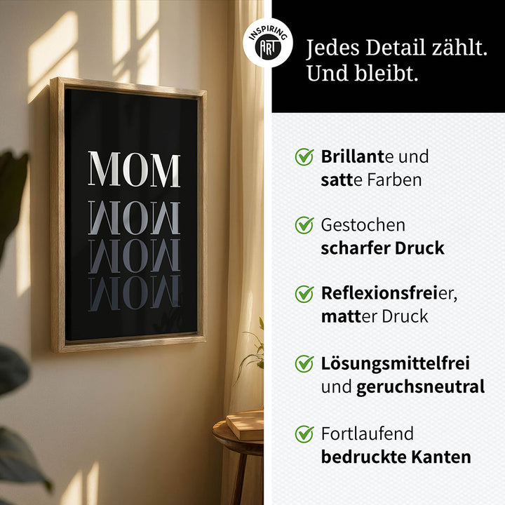 "Mom-Wow" - Leinwandbild in Schwarz-Weiß