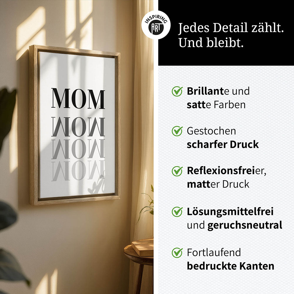 "Mom-Wow" - Leinwandbild in Weiß-Schwarz