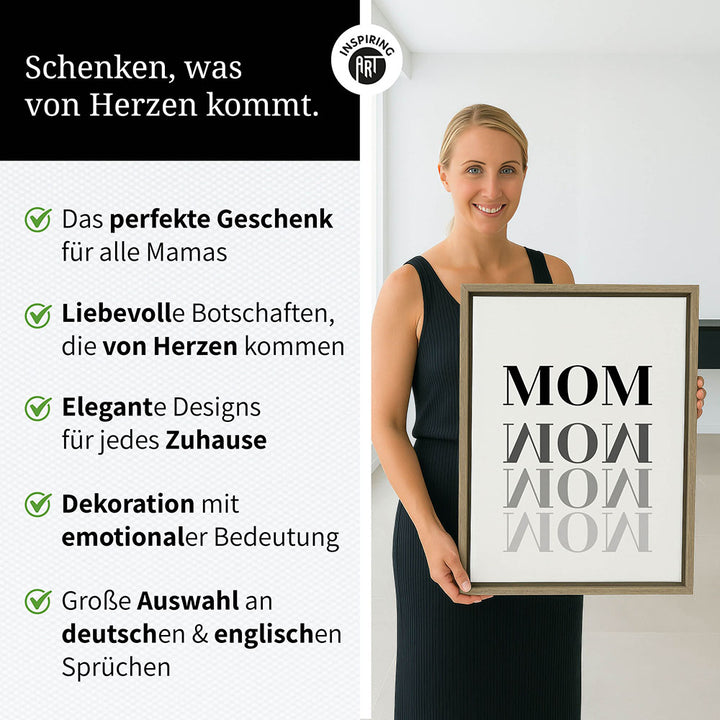 "Mom-Wow" - Leinwandbild in Weiß-Schwarz