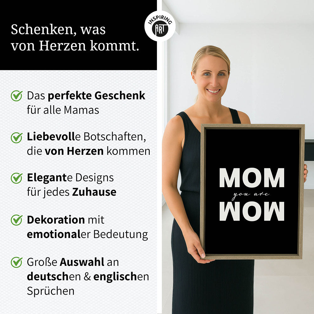 "Mom you are wow" - Leinwandbild in Schwarz-Weiß