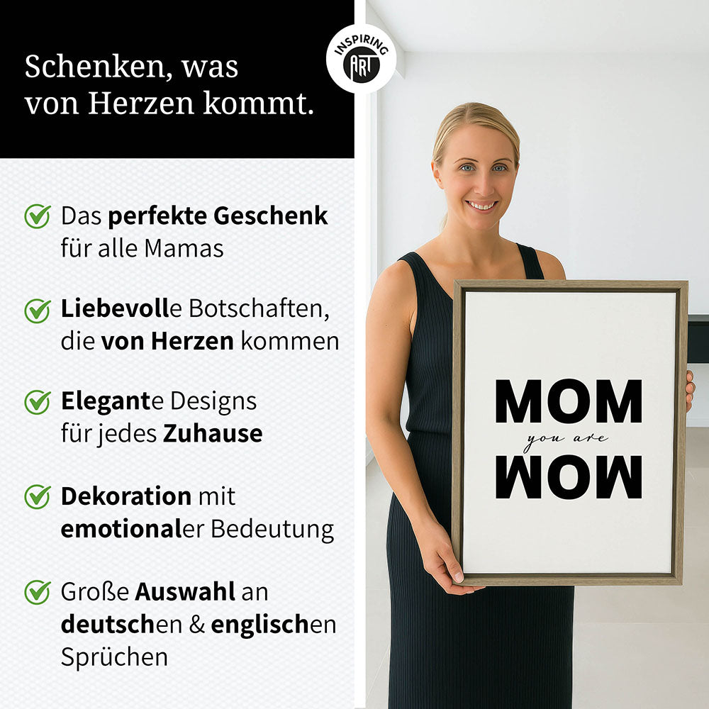 "Mom you are wow" - Leinwandbild in Weiß-Schwarz