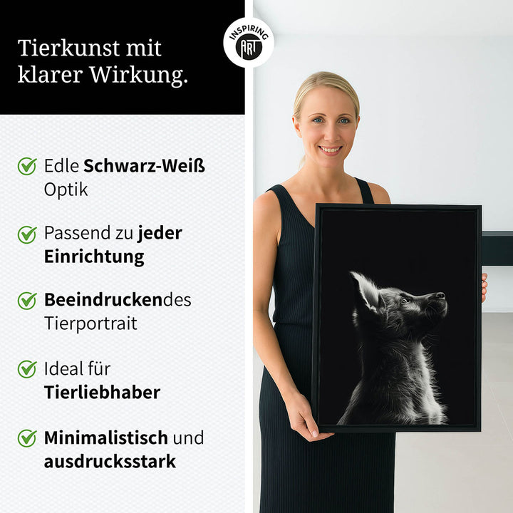 Leinwandbild: Tierporträt Hund "Lex" in Schwarz-Weiß