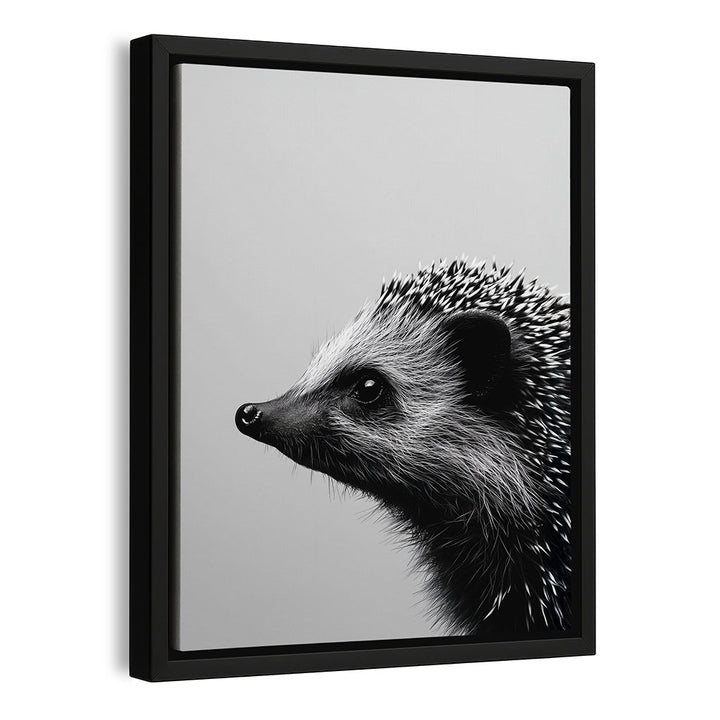 Tierbild mit Rahmen Igel Schwarz Weiß