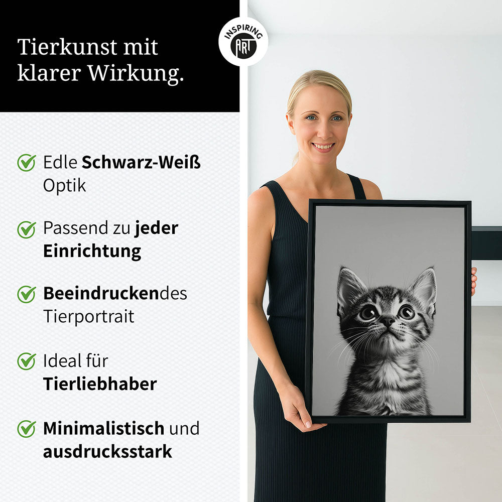 Leinwandbild: Tierporträt Katze "Nova" in Schwarz-Weiß